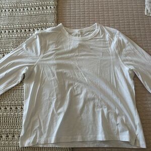 Lululemon Athletica White Crew Neck long sleeve tee